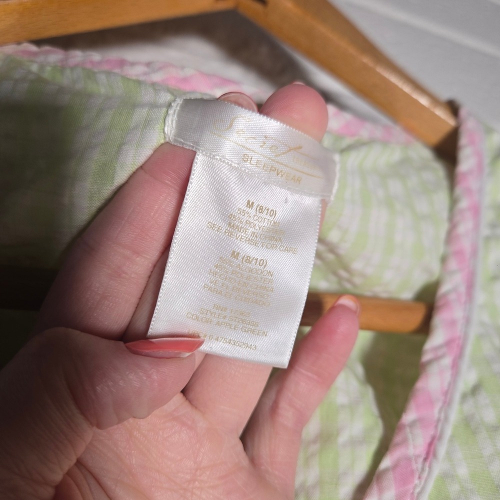 Vtg Seersucker Dress Medium Gingham Zip Front Floral Kidcore Artsy Colorful Chic - Picture 5 of 7